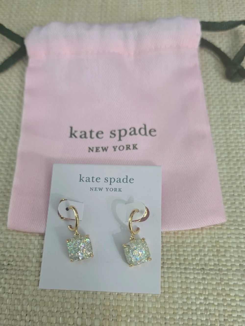 SALE! kate spade Gold Huggie Drop Earrings with Iridescent Druzy